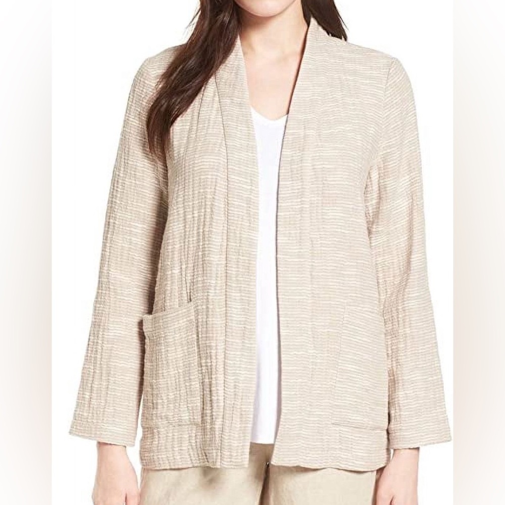 Eileen Fisher Cotton Cardigan 2XL Natural Beige Comfort Cozy Lightweight